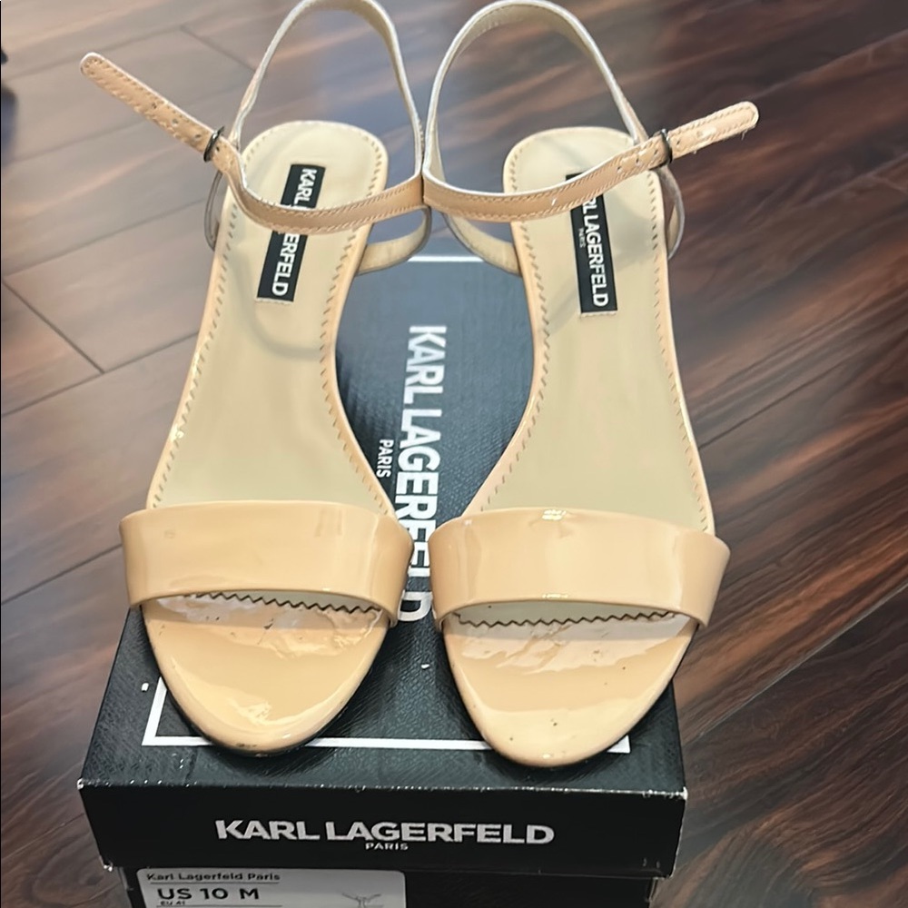Karl Lagerfeld Tan Sandals with Ankle Strap